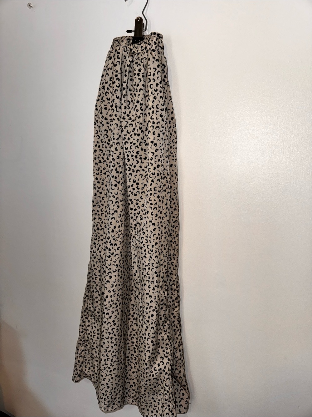 SHEIN Beige and Black Leopard Print flare pants